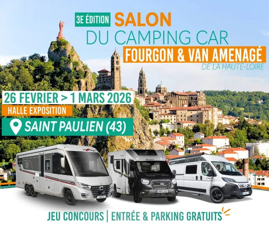 Affiche du 3e Salon du camping-car, fourgon et van aménagé de la Haute-Loire à Saint-Paulien